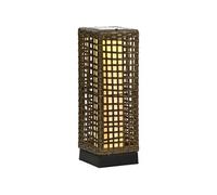 Outsunny Lampadaire solaire extérieur en résine tressée, lampadaire sans fil rechargeable avec capteur de lumière, style moderne, lampadaire LED extérieur, étanche, pour jardin patio, 46 cm, sable