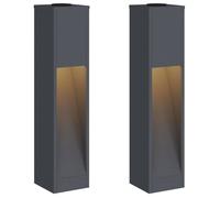 vidaXL Lampe solaire LED pour clôture, lot de 2, lumière blanche chaude, 18 x 18 x 80 cm