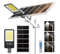 Lampadaire solaire professionnel 1000W équivalent, IP67, télécommande 5 niveaux, 2 jours de pluie, marche/arrêt automatique, pour parking, jardin, parc