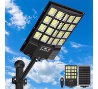 Lampadaire solaire - Projecteur LED - 2 lampadaires - Détecteur de mouvement - Télécommande - Angle de détection de 320° - Indice de protection IP65