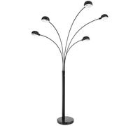 Lampadaire spot lampadaire salon moderne avec socle en marbre noir, métal, 5x E14, LxPxH 130x120x200cm