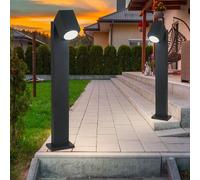 Lampadaire Spotlight orientable, extérieur, éclairage de chemin, jardin, éclairage extérieur, sur pied, noir, aluminium, 1x GU10, HxLxP 80x10,5x11,75 cm, lot de 2