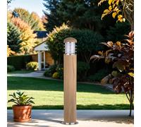 Lampadaire sur Mât Inox Bois 67 CM E27 IP55 Maison Terrasse Wegeleuchte Externe
