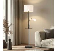 Lampadaire sur pied Aovan Lindby, noir, Salon / Salle à manger, Métal, Moderne, Lampadaire Tissu
