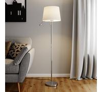 Lampadaire sur pied Benjiro Lindby, blanc, Salon / Salle à manger, Textile / Tissu / Soie, Moderne, Lampadaire Tissu