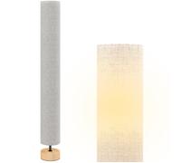 Lampadaire sur pied de salon - HOMCOM - abat-jour en lin, interrupteur à pied, 2 x douille E27 - 120 cm - gris