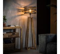 Lampadaire sur pied en bois naturel et métal WISH