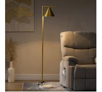 Lampadaire sur pied - HOMCOM - 40 W lampe acier doré abat-jour conique orientable base marbre - acier - 153 cm - doré blanc
