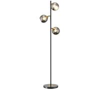 HOMCOM Lampadaire sur pied salon en métal avec 3 abat-jours globe métal chromé 40W Ø 36 x 162H cm noir et gris