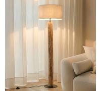 Lucande Lampadaire Tissu Jorvan en Marron Bois e. a. pour Salon & Salle à manger (1 lampe,à E27), Sur Pied Lampe a de Sol