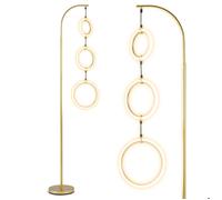 Lampadaire sur Pied LED 180 cm à 3 Anneaux COSTWAY-3 Températures de Couleur,Luminosité Réglable,Fonction Mémoire-Salon,Chambre