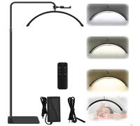 Lampadaire sur Pied LED Demi-lune,avec Support de Téléphone,360° Rotative Tête,Luminosité Réglable,pour Extension/Soin de Peau