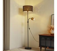 Lampadaire sur pied Melanie Lindby, gris, Salon / Salle à manger, Métal, Moderne, Lampadaire Tissu