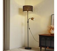 Lampadaire sur pied Melanie Lindby, noir, Salon / Salle à manger, Métal, Moderne, Lampadaire Tissu