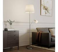 Lampadaire sur pied Nantwin Lindby, blanc, Salon / Salle à manger, Textile / Tissu / Soie, Moderne, Lampadaire Tissu