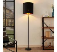 Lampadaire sur pied Nymar Lindby, noir, Salon / Salle à manger, Textile / Tissu / Soie, Moderne, Lampadaire Tissu