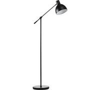 Lampadaire sur pied salon bureau 40W E27 - hauteur réglable, abat-jour et bras orientable - acier noir Noir G