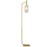Lampadaire sur pied salon - HOMCOM - 152 cm - avec abat-jour en verre, interrupteur à pied - ampoules E27 LED, halogène - métal - or