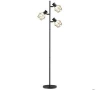 HomCom Lampadaire sur pied design industriel 3 lumières, interrupteurs individuels, E27, noir