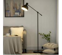 HOMCOM Lampadaire sur pied salon, lampe sur pied 40 W, hauteur réglable, abat-jour et bras orientable, culot E27, lampadaire salon, chambre, bureau, Ø 30 x 131-155 cm, noir