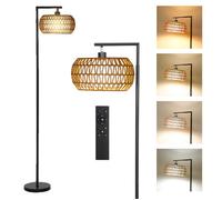 HOMCOM Lampadaire sur pied salon, lampe sur pied bohème 170H cm 3 000-6 500K dimmable, 3 températures de couleur, télécommande, interrupteur au pied et minuterie, pour salon chambre bureau, noir