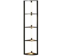 Lampadaire sur pied salon - HOMCOM - étagères d'angle à 4 niveaux - LED dimmable - MDF - 41x29,5x163,5cm - noir