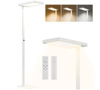 HOMCOM Lampadaire sur pied salon, 1560 LM 40W, lampadaire LED, lampe de lecture dimmable 196 cm à spectre complet, veilleuse et télécommande, lumière du jour, 3000K-6500K température couleur réglable