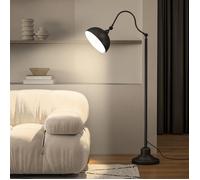 Lampadaire sur pied salon - HOMCOM - rotatif à 180° - abat-jour réglable - interrupteur à pied - métal - 42 x 25,5 x 152 cm - noir