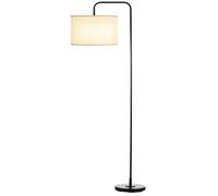 Lampadaire sur pied salon - lampe salon - HOMCOM - abat-jour lin interrupteur à pied lampe de lecture - métal - noir blanc