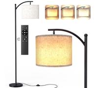 Lampadaire sur Pied Salon, lampe sur pied moderne de 160cm à intensité variable avec 3 températures de couleur, abat-jour en lin beige et, Télécommande et Interrupteur à Pied (ampoule 12 W incluse)