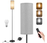 Lampadaire sur Pied Salon, lampe sur pied moderne de 171.5cm à intensité variable avec 3 températures de couleur, abat-jour en lin Grise et, Télécommande et Interrupteur à Pied (ampoule 12 W incluse)