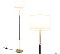 Lampadaire sur Pied Salon Moderne 165CM COSTWAY-Abat-Jour en Tissu de Lin-Base Lestée-Patins Antidérapants-Interrupteur au Pied-E27