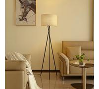 Lampadaire sur pied Soula Lindby, beige, Salon / Salle à manger, Matière Plastique, Maison de campagne / Rustique, Lampadaire