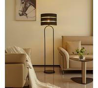 Lampadaire sur pied Tsomo Lindby, noir, Salon / Salle à manger, Textile / Tissu / Soie, Scandinave, Lampadaire