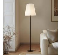 Lampadaire sur pied Virelle Lindby, blanc, Salon / Salle à manger, Textile / Tissu / Soie, Moderne, Lampadaire Tissu