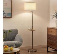 Lampadaire sur pied Zinia Lindby, gris, Salon / Salle à manger, Métal, Moderne, Lampadaire Tissu