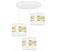 Lampadaire Suspendu - Light Home - ELEGANCE GOLD - Métal Blanc - Abat-jour Tissu - Réglable