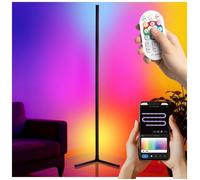 Lampadaire - TECTAKE - Lampe sur pied LED SPECTRA diffusion de couleurs avec télécommande, 29,5 x 29,5 x 145 cm - Noir/Blanc