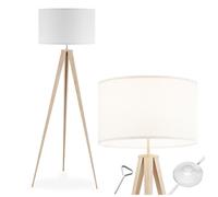 tectake® Lampadaire sur pied salon Lampe sur pied Lampe salon, Luminaire salon moderne Lampe Design scandinave industriel pour Lumière cosy salon, bureau, chambre enfants, lit, chambre - Marron chêne