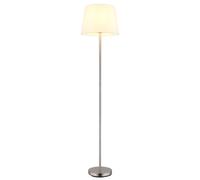 Lampadaire textile blanc Lampe sur pied argentée Lampe de salon debout, métal, douille E27, DxH 35x151 cm