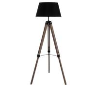 Atmosphera - Lampadaire trépied Runo - Bois et noir - H145 cm