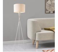 Lampadaire Trépied Grenoble E27 Métal Tissu Hauteur 154 cm Blanc