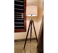 Lampadaire trépied marron pour salon - Assortissez la décoration moderne de votre chambre à coucher ou de votre ferme avec cette lampe vintage (sans abat-jour)