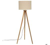Atmosphera - Lampadaire Trépied Olga - H 150 cm, Abat-jour Coton Beige, Pieds Bois de Manguier - Pour Salon, Chambre, Bureau