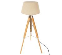 Lampadaire trépied ""Runo"" bambou blanc ivoire H145cm - Atmosphera Créateur d'intérieur