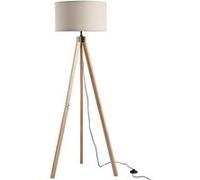 HOMCOM Lampadaire Trépied Abat-jour Simple Moderne Abat-Jour en Lin Pieds en Bois Chevet Douille E27 Max. 40 W Ø 45 x 152 cm