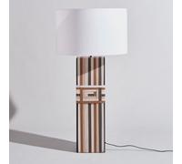 Lampadaire tressé beige et marron et abat-jour en coton et lin crème H142 70x142x70cm Taupe