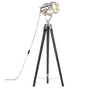 vidaXL Lampadaire Trépied en bois de manguier massif 97 cm - Noir et argenté