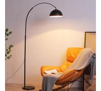 Lampadaires à arc modernes avec base en marbre, lampe sur pied rustique de lecture arquée, lampe sur pied noire avec abat-jour en métal suspendu pour chambre à coucher, canapé, bureau (ampoule