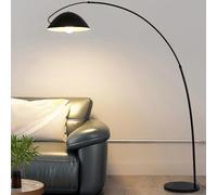 Lampadaires à arc noir pour salon Lampe sur pied en métal avec tête réglable 3 couleurs Lampadaire d'angle moderne pour la lecture des yeux Lampe à poteau haut sur lampes de canapé Décoration